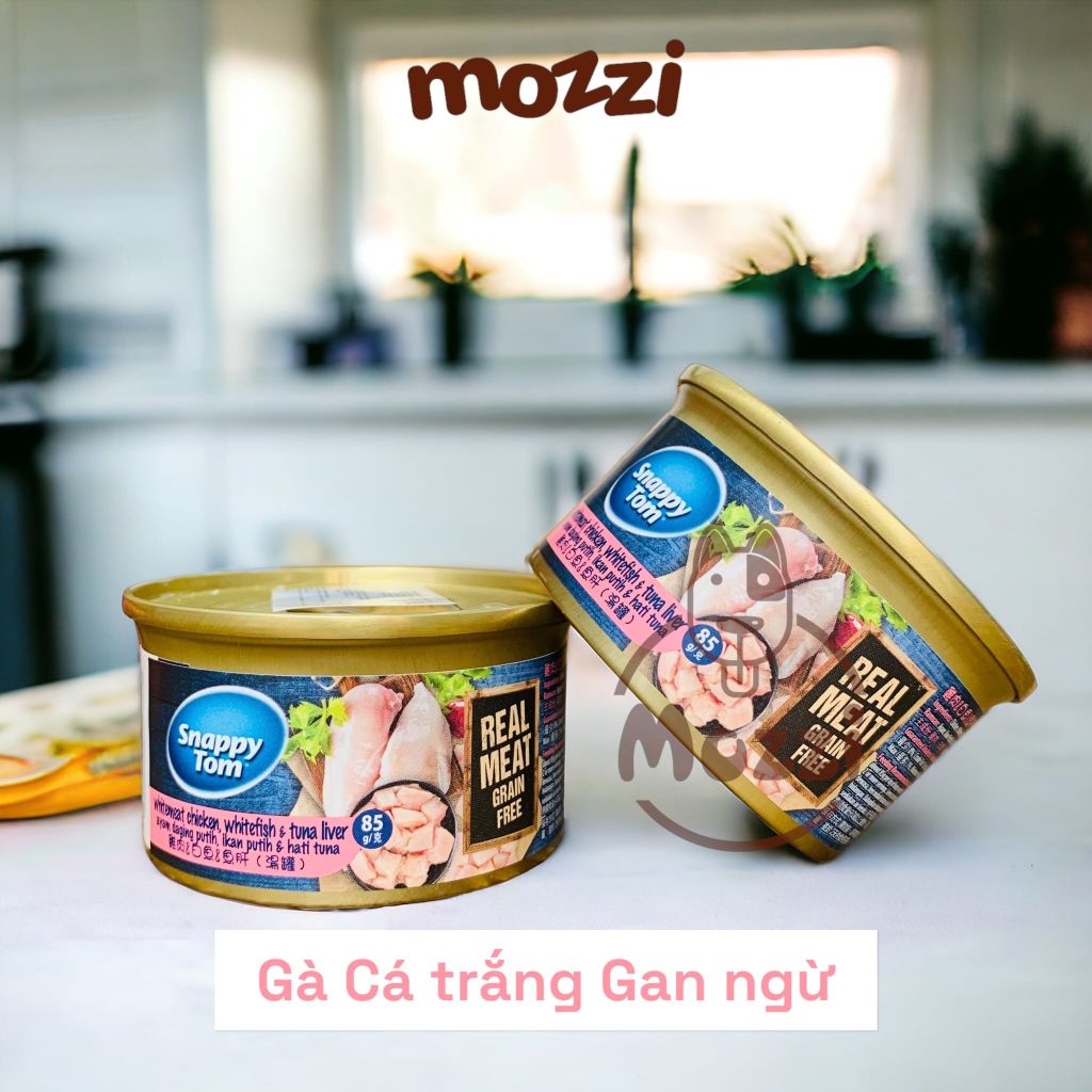 Pate cho mèo Snappy Tom lon 85gr Real Fish Real Meat