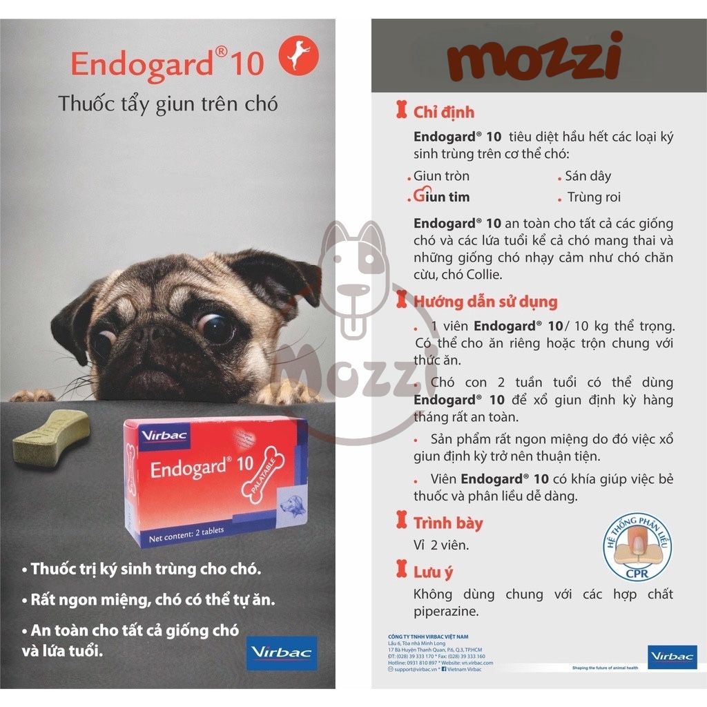 Viên nhai tẩy giun Endogard 10 Virbac cho chó