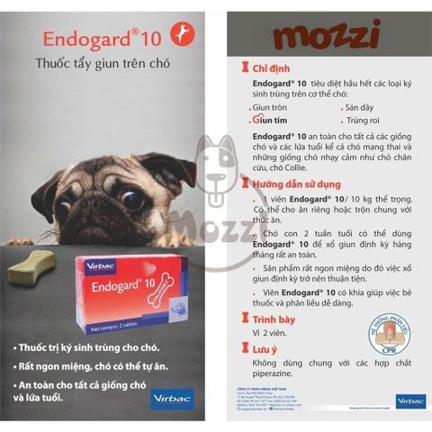  Viên nhai tẩy giun Endogard 10 Virbac cho chó 