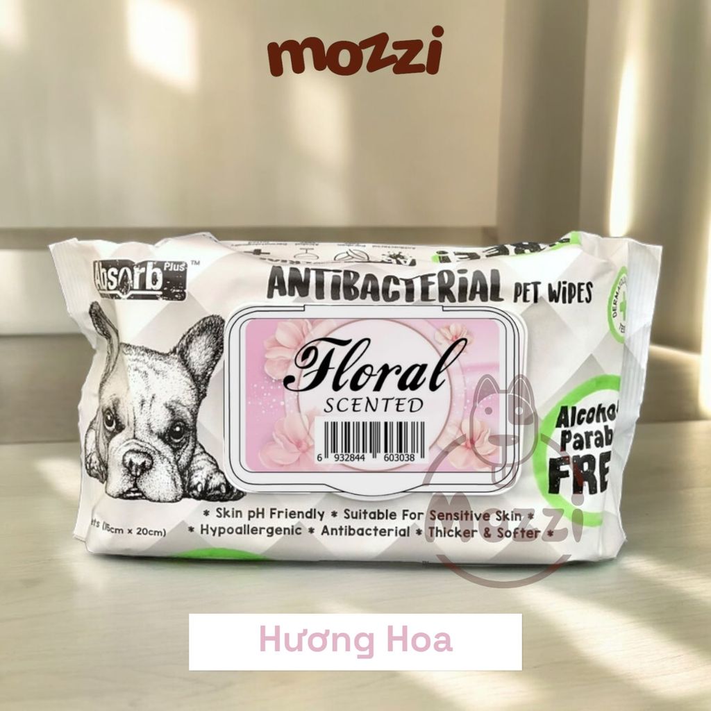 Khăn ướt cho chó mèo Kháng khuẩn trắng Absorb Antibacterial Absolute