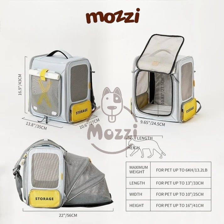 Balo Túi đựng chó mèo Petkit Xzone có khoang mở rộng 35x27x43cm