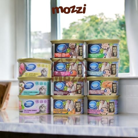  Pate cho mèo Snappy Tom lon 85gr Real Fish Real Meat 