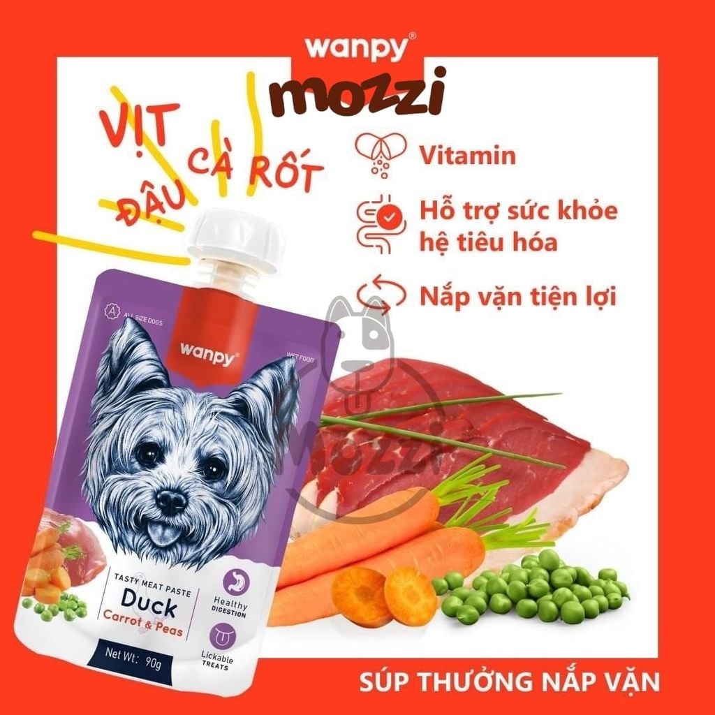 Súp thưởng cho chó Wanpy có nắp vặn Bịch 90gr
