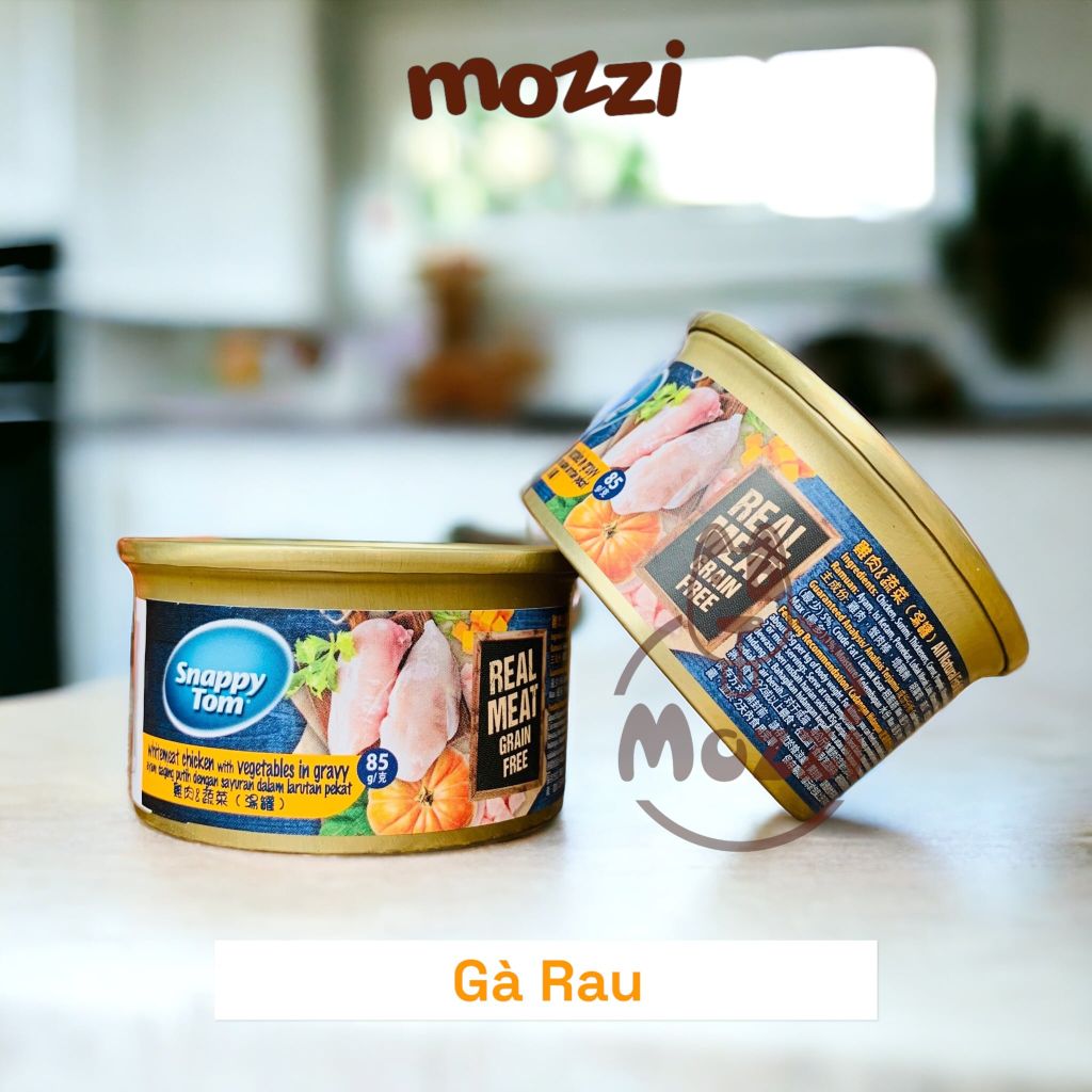 Pate cho mèo Snappy Tom lon 85gr Real Fish Real Meat