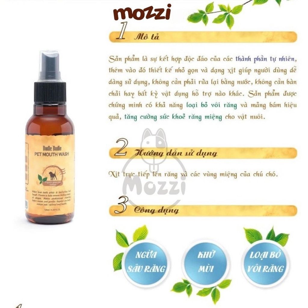 Xịt vệ sinh răng miệng Budle'Budle Chai 120ml cho chó