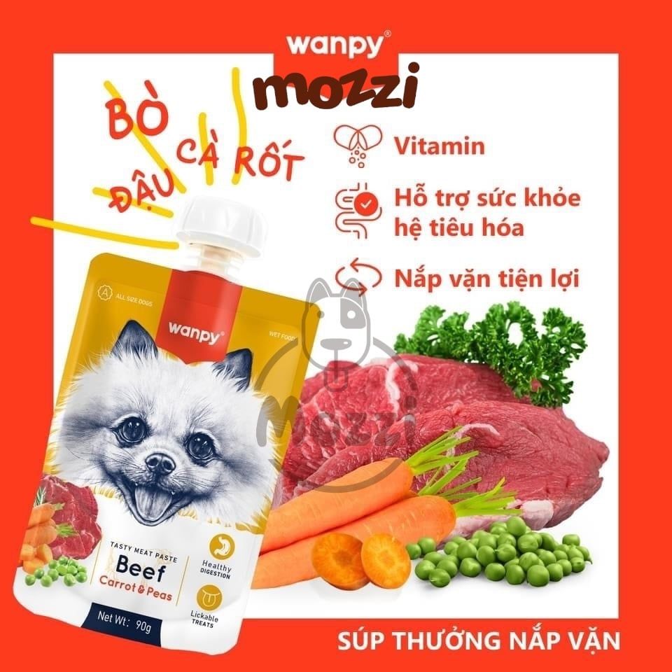 Súp thưởng cho chó Wanpy có nắp vặn Bịch 90gr