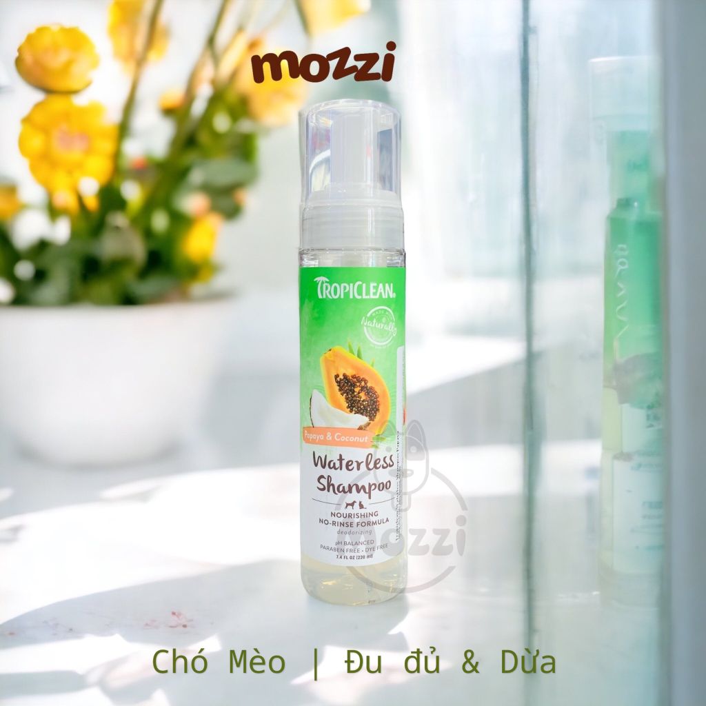 Tắm khô Tropiclean Hương tươi mát dạng bọt cho chó mèo Chai 220ml