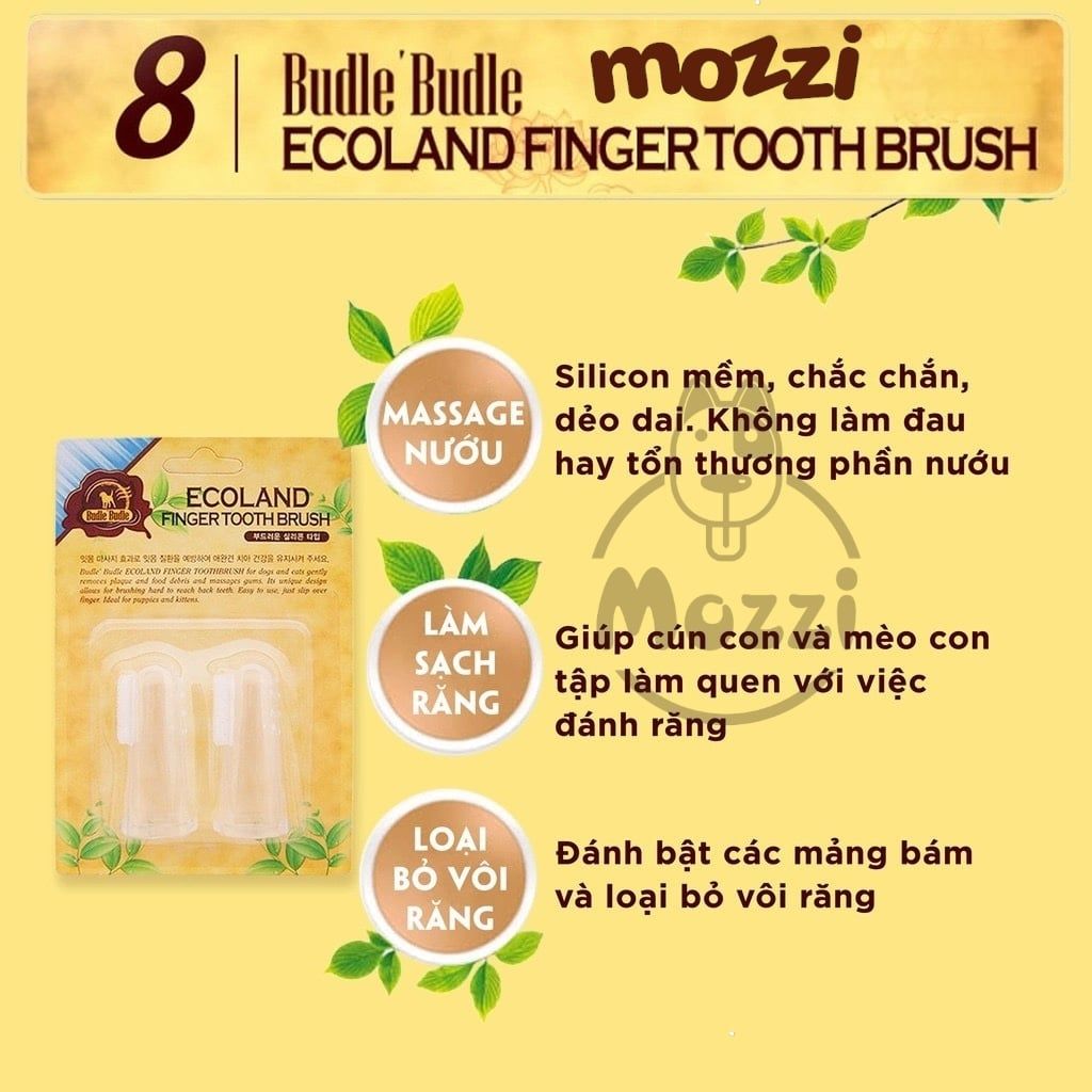 Bàn chải đánh răng Budle’Budle đeo ngón tay cho chó mèo