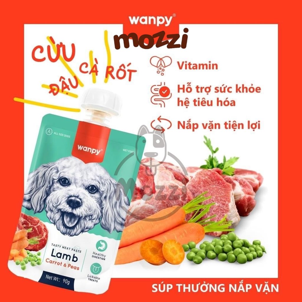 Súp thưởng cho chó Wanpy có nắp vặn Bịch 90gr