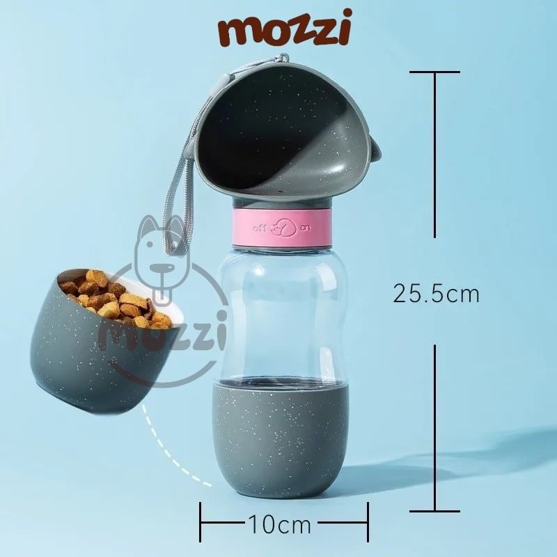 Bình nước du lịch cho chó mèo có kèm cốc đựng hạt tiện lợi 350ml