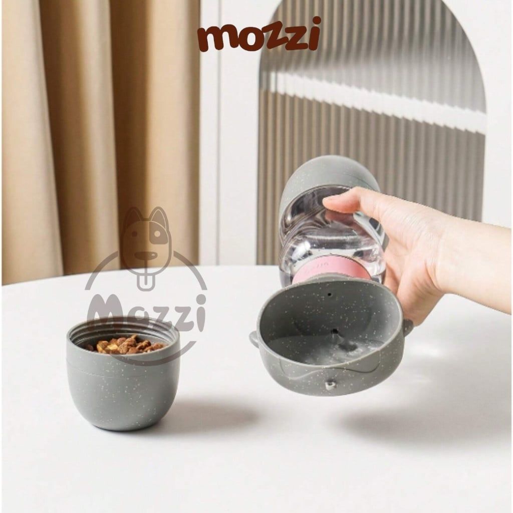 Bình nước du lịch cho chó mèo có kèm cốc đựng hạt tiện lợi 350ml