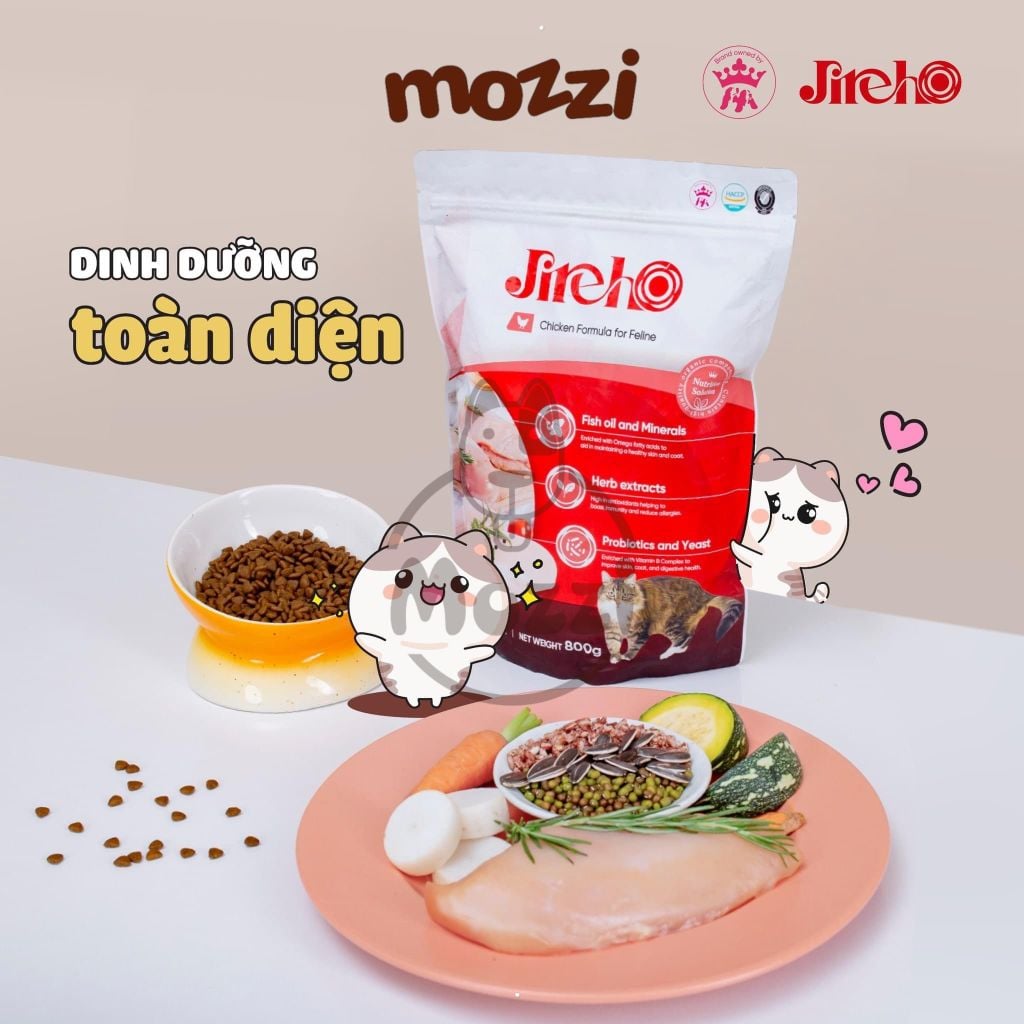 Thức ăn hạt cho mèo JirehO Hàn Quốc vị Thịt gà Cá ngừ [400g - 800g - 1.2kg - 7.2kg]