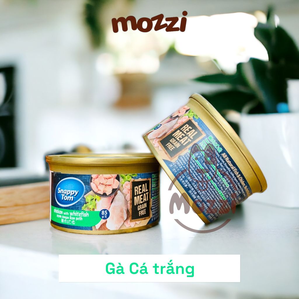 Pate cho mèo Snappy Tom lon 85gr Real Fish Real Meat