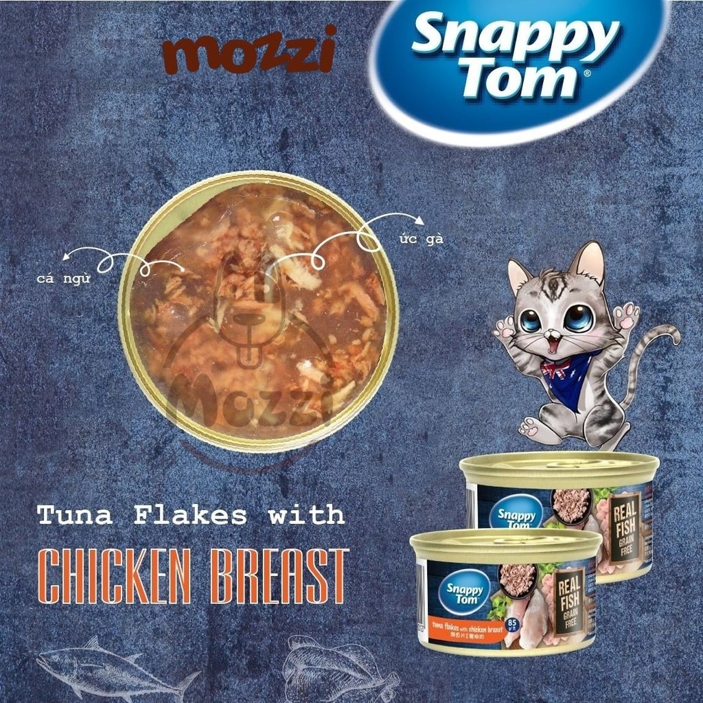 Pate cho mèo Snappy Tom lon 85gr Real Fish Real Meat
