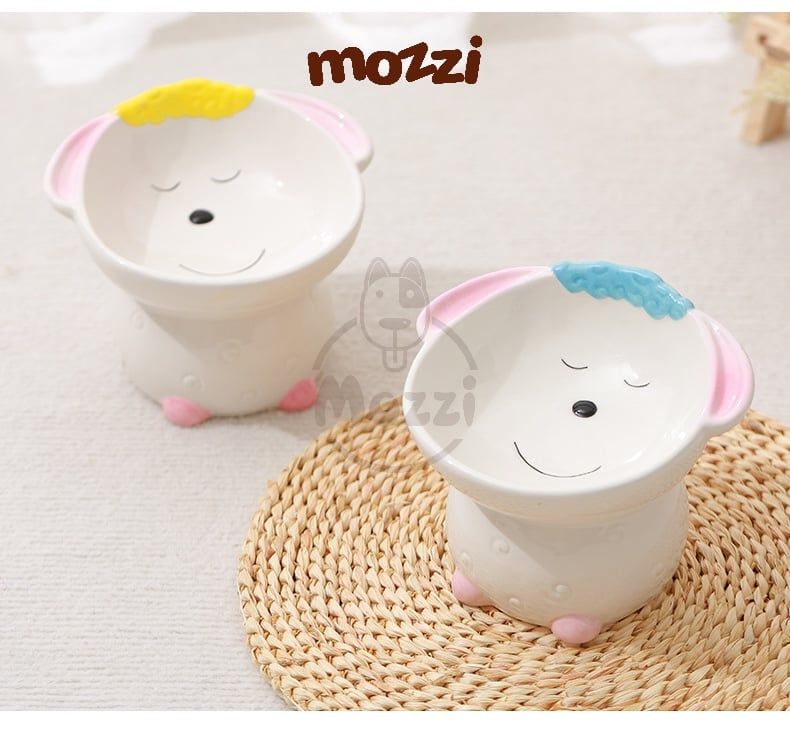 Chén bát ăn sứ cho chó mèo đế cao chống gù hình động vật