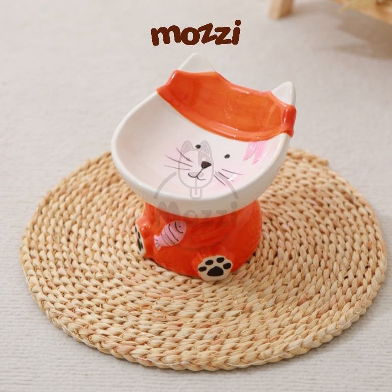 Chén bát ăn sứ cho chó mèo đế cao chống gù hình động vật