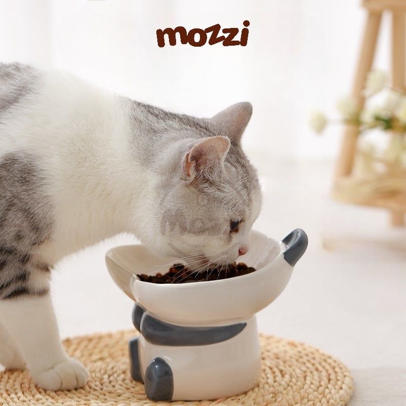 Chén bát ăn sứ cho chó mèo đế cao chống gù hình động vật