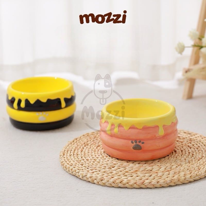 Chén bát ăn sứ cho chó mèo đế cao chống gù hình động vật