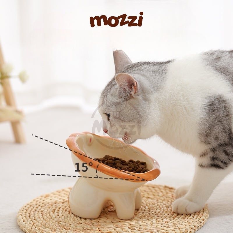 Chén bát ăn sứ cho chó mèo đế cao chống gù hình động vật