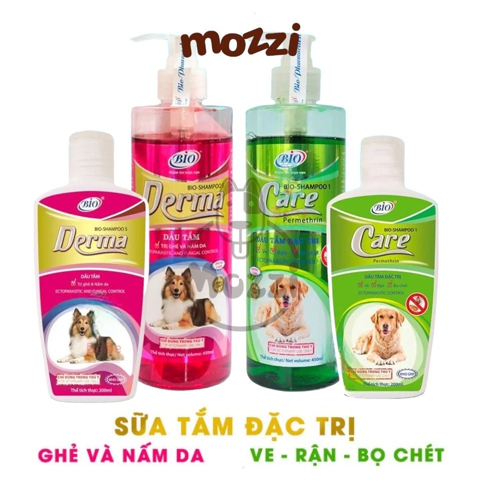 Sữa tắm Bio Derma Care Chăm sóc da ve rận bọ chét ghẻ nấm Chai 450ml exp 5/2026