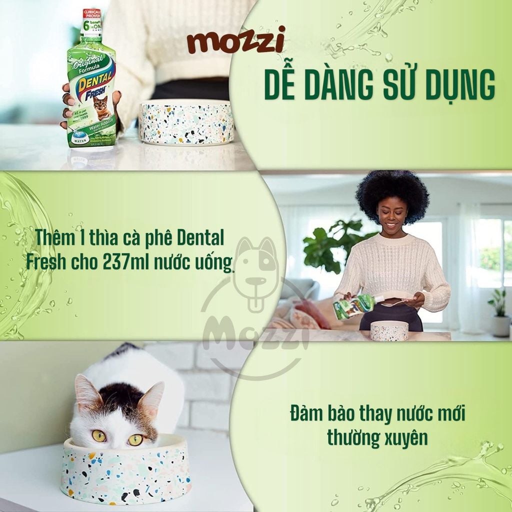 Dung dịch pha uống hết hôi miệng mảng bám trắng răng cho chó mèo Dental Fresh - Made in USA