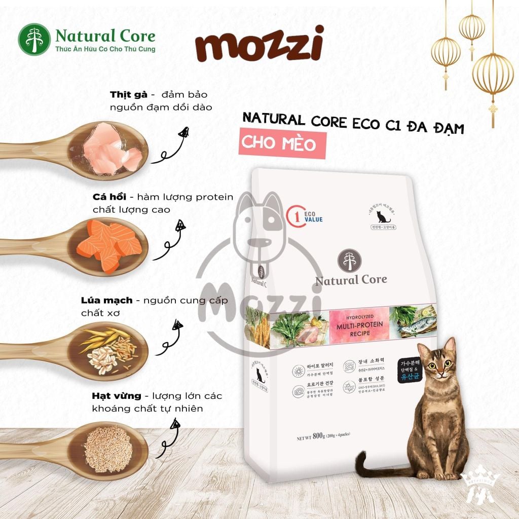 Thức ăn hạt hữu cơ Natural Core ECO C1 đa đạm cho mèo [500g - 800g - 5kg]