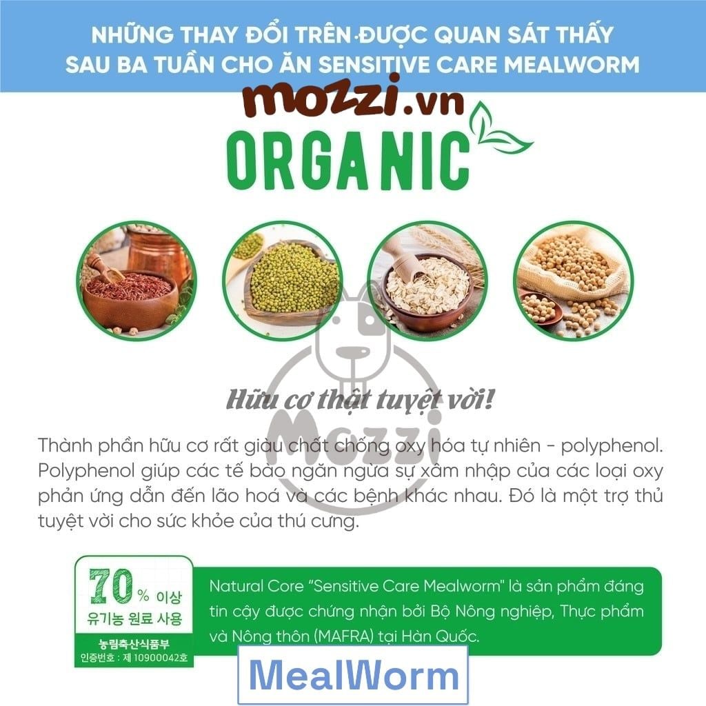 Thức ăn hạt hữu cơ Natural Core Sensitive Care cho chó viêm da, chảy nước mắt [800g - 3kg]