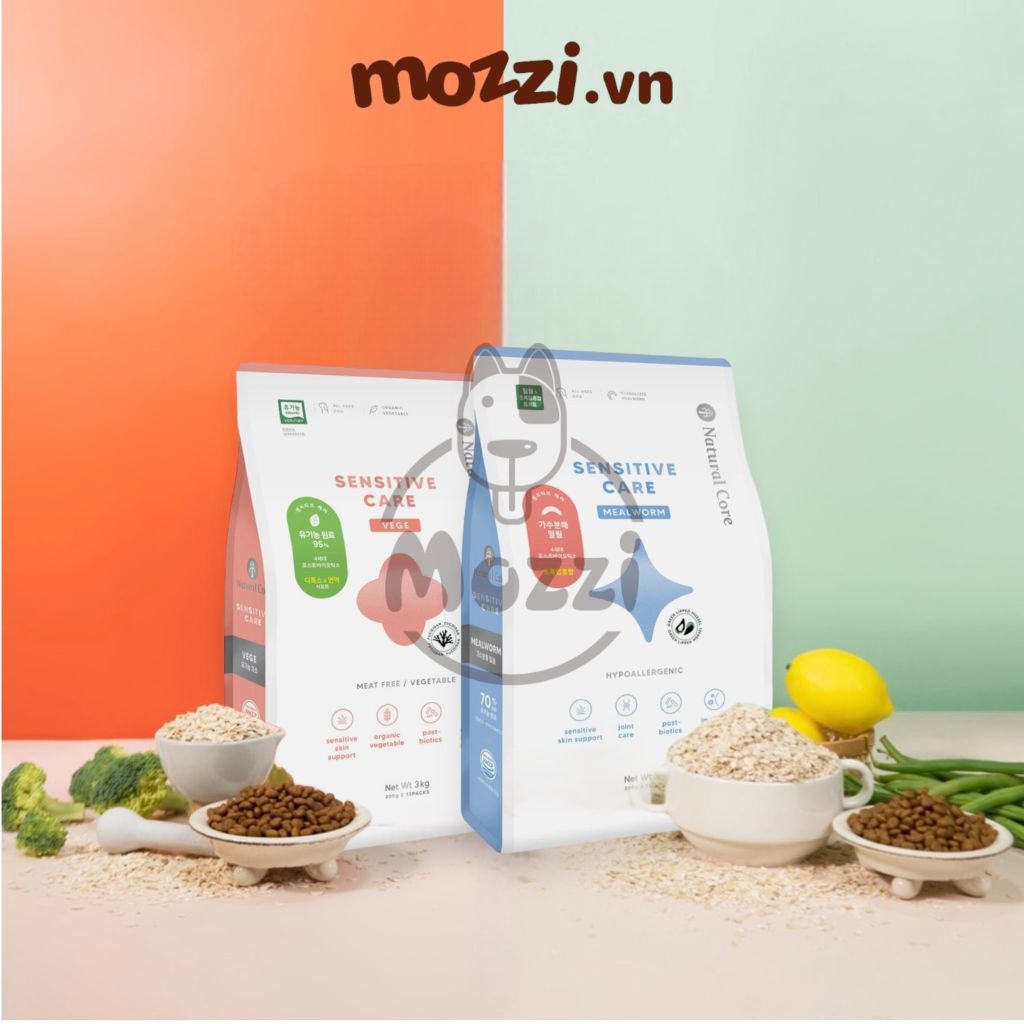 Thức ăn hạt hữu cơ Natural Core Sensitive Care cho chó viêm da, chảy nước mắt [800g - 3kg]