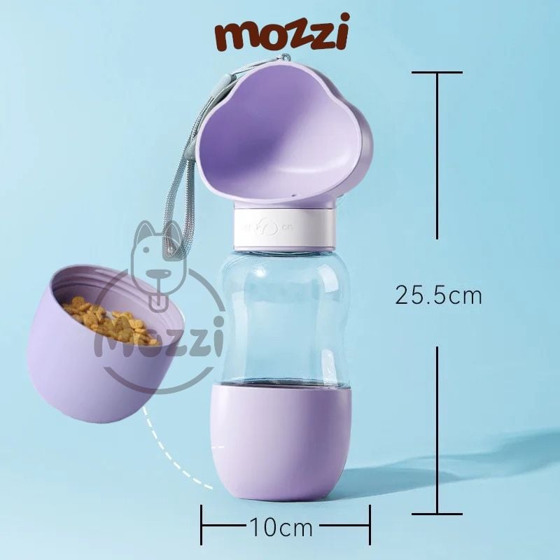 Bình nước du lịch cho chó mèo có kèm cốc đựng hạt tiện lợi 350ml