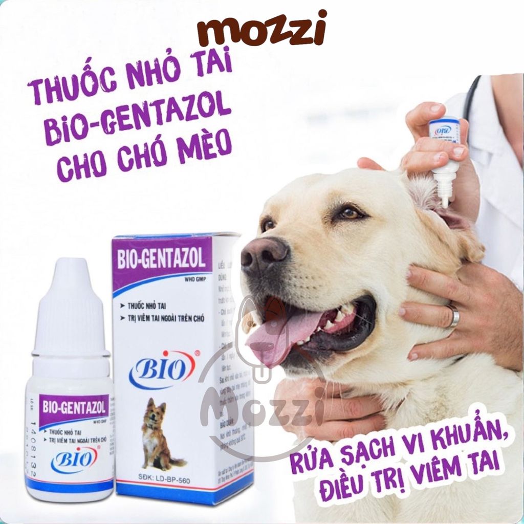 Nhỏ tai Bio - Gentazol viêm tai cho chó mèo Chai 10ml