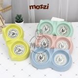  Chén bát ăn đôi cho chó mèo nhựa sợi tre hình tai mèo 