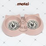  Chén bát ăn đôi cho chó mèo nhựa sợi tre hình tai mèo 