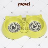  Chén bát ăn đôi cho chó mèo nhựa sợi tre hình tai mèo 