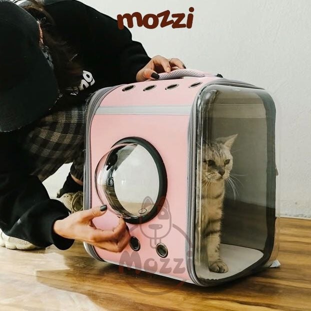 Balo Túi đựng chó mèo Phi hành gia vuông trong suốt lớn 34x30x40cm - Ba lô