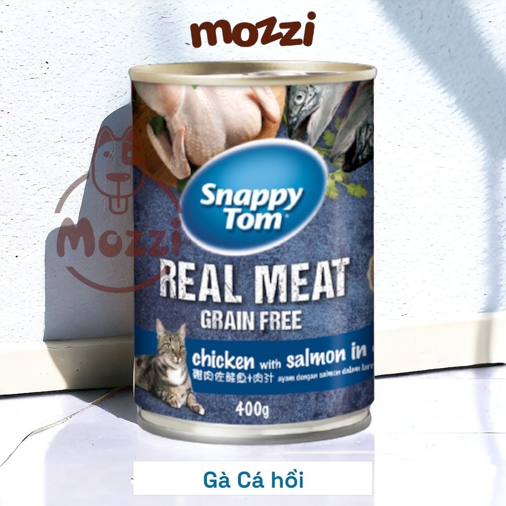 Pate cho mèo Snappy Tom lon 400gr Real Fish Real Meat