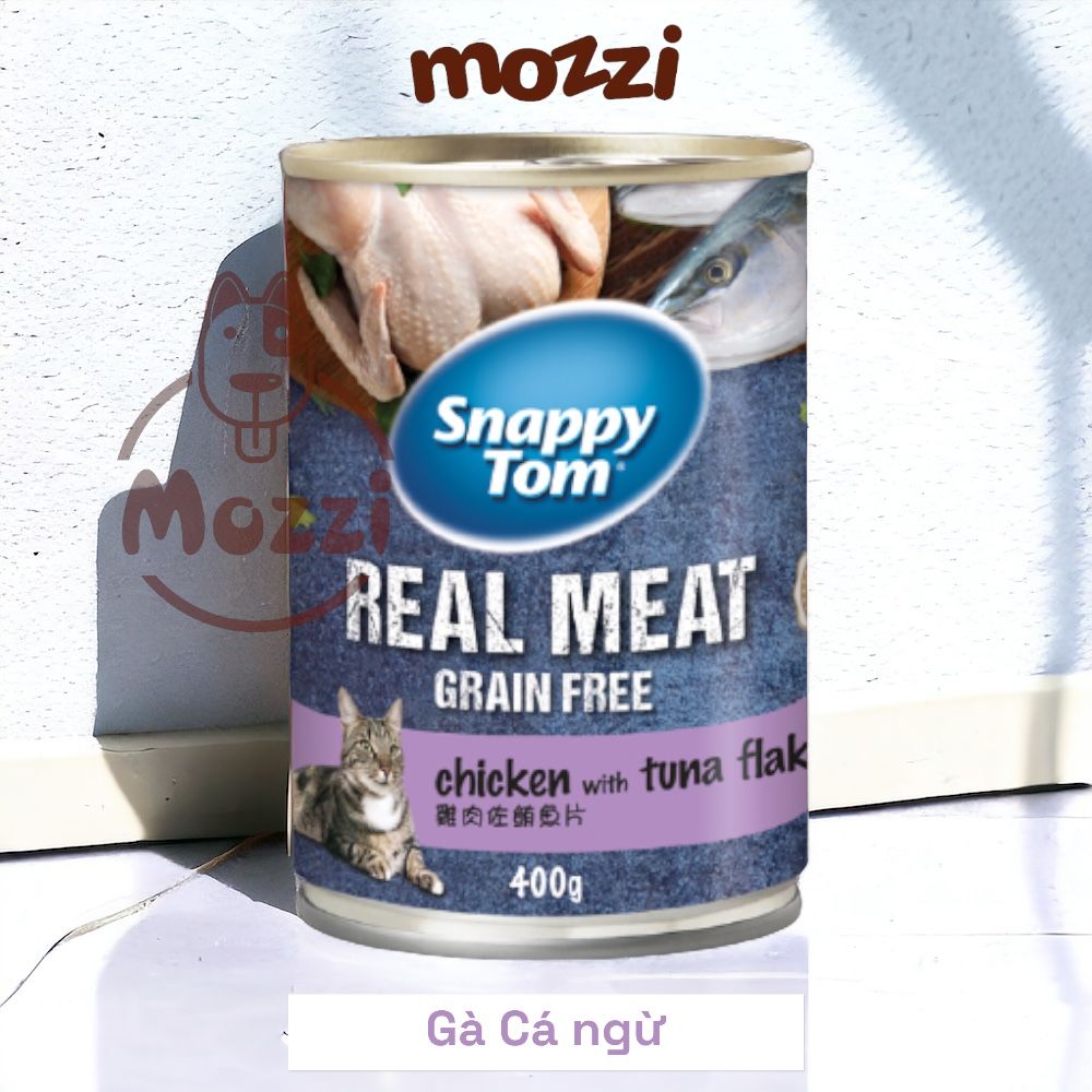 Pate cho mèo Snappy Tom lon 400gr Real Fish Real Meat