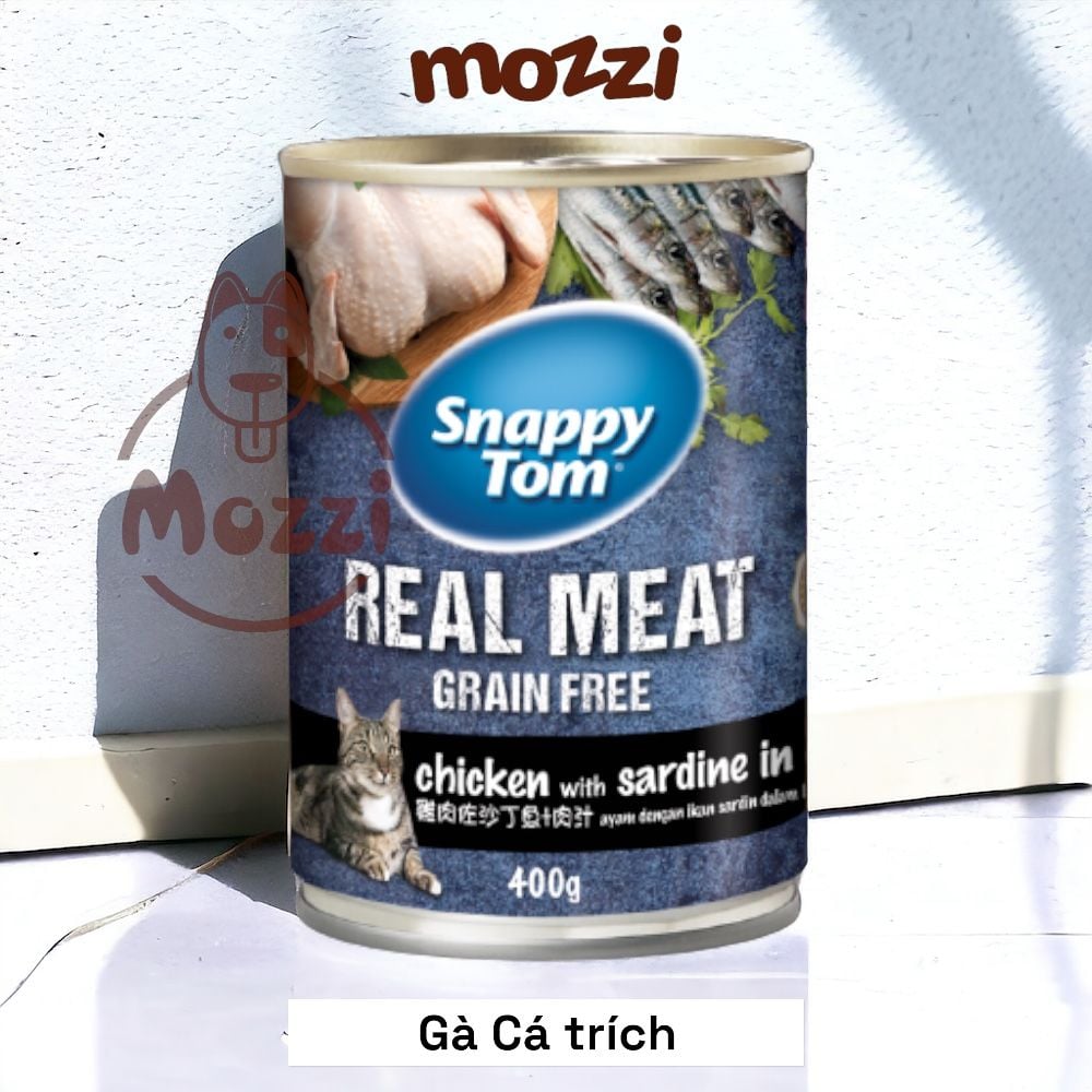 Pate cho mèo Snappy Tom lon 400gr Real Fish Real Meat