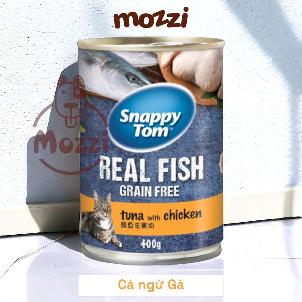 Pate cho mèo Snappy Tom lon 400gr Real Fish Real Meat