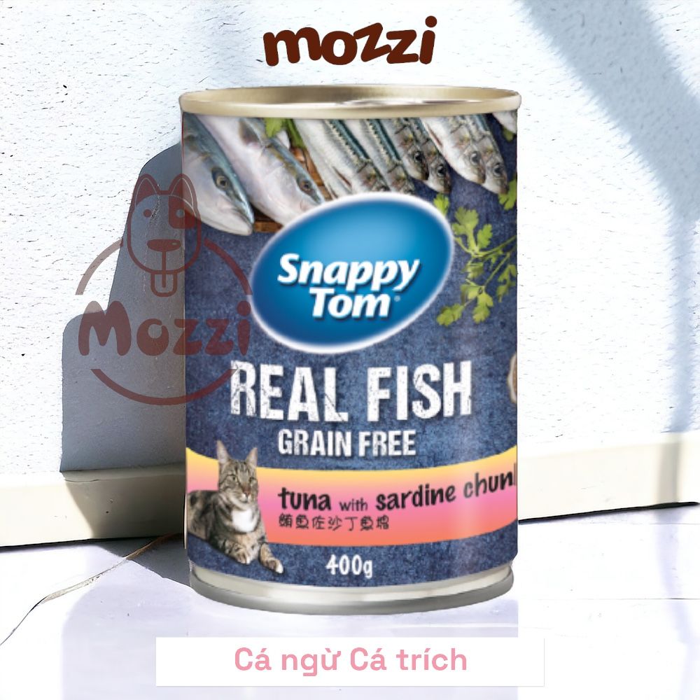 Pate cho mèo Snappy Tom lon 400gr Real Fish Real Meat