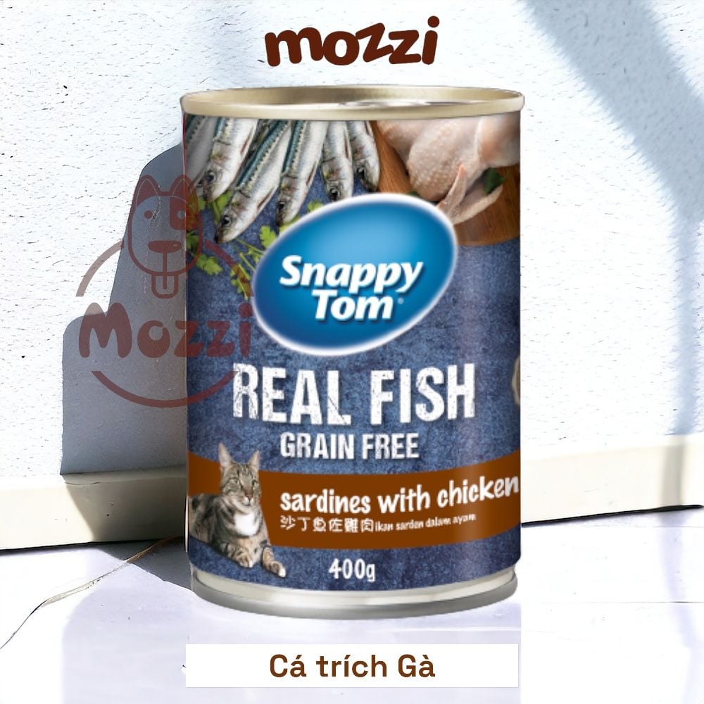 Pate cho mèo Snappy Tom lon 400gr Real Fish Real Meat