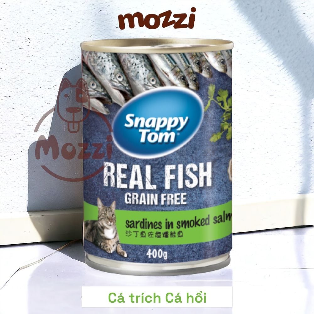 Pate cho mèo Snappy Tom lon 400gr Real Fish Real Meat