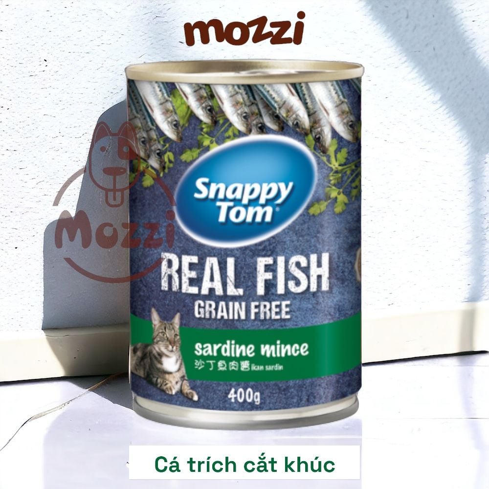 Pate cho mèo Snappy Tom lon 400gr Real Fish Real Meat