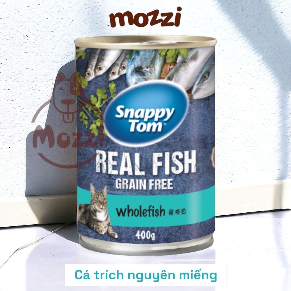 Pate cho mèo Snappy Tom lon 400gr Real Fish Real Meat