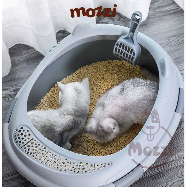 Khay cát vệ sinh cho mèo có bàn đạp chân nhám hình tai mèo