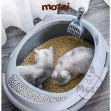  Khay cát vệ sinh cho mèo có bàn đạp chân nhám hình tai mèo 