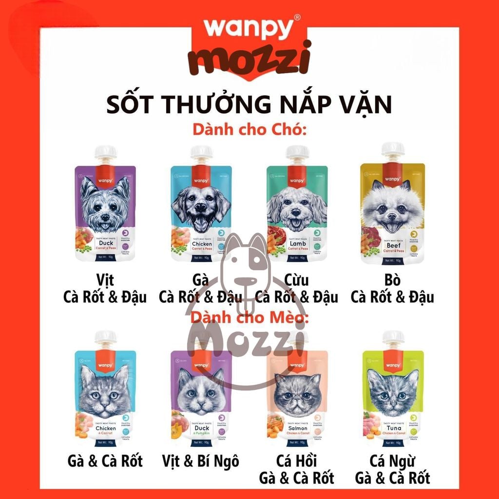 Súp thưởng cho mèo Wanpy có nắp vặn Bịch 90gr