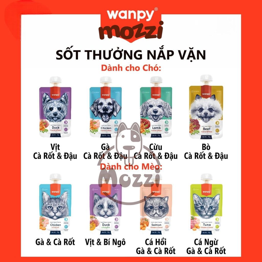 Súp thưởng cho chó Wanpy có nắp vặn Bịch 90gr