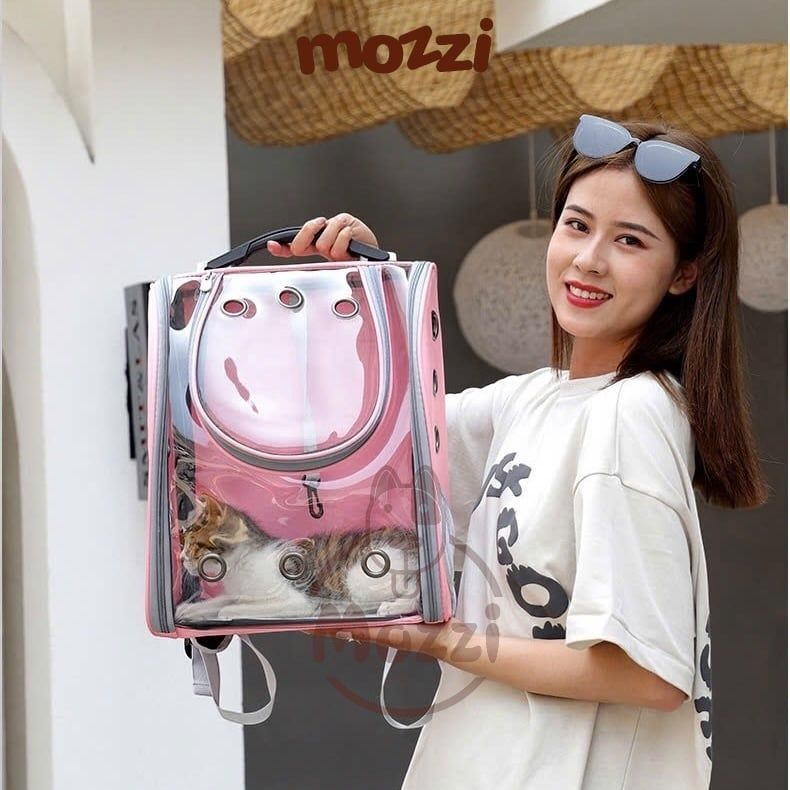 Balo Túi đựng chó mèo Trong suốt mặt kính dẻo 31x21x40cm - Ba lô