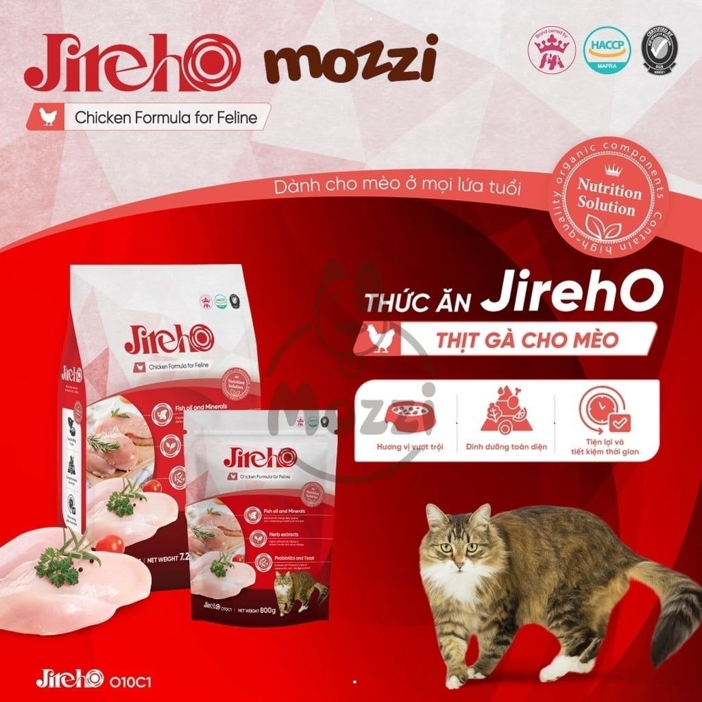 Thức ăn hạt cho mèo JirehO Hàn Quốc vị Thịt gà Cá ngừ [400g - 800g - 1.2kg - 7.2kg]