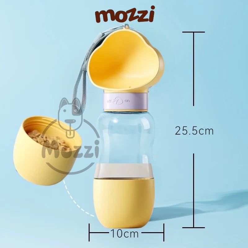 Bình nước du lịch cho chó mèo có kèm cốc đựng hạt tiện lợi 350ml